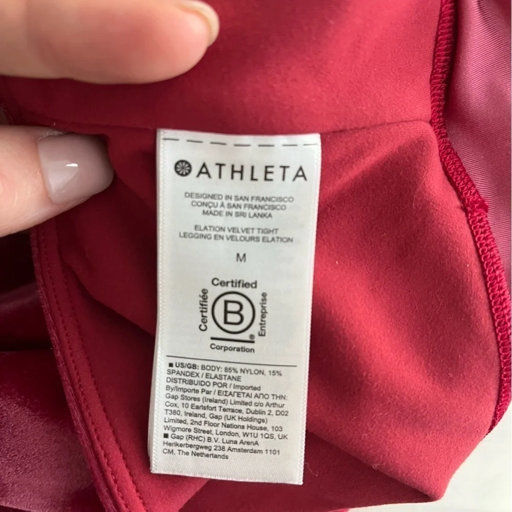 ATHLETA‎ Elation Velvet Tight Leggings and Cropped Workout Top Matching Set